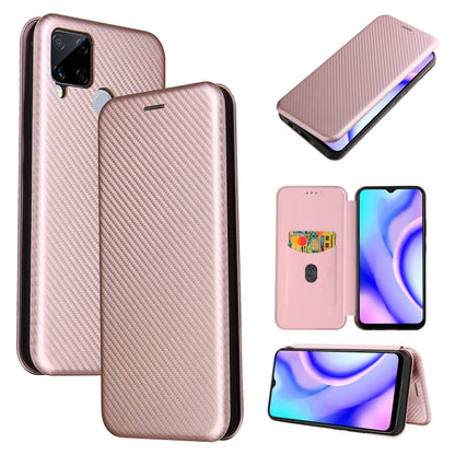 Carbon fiber texture magnetic flip phone case with card slot, beige.
