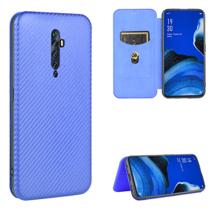 Carbon fiber texture magnetic flip phone case with card slot, light blue.