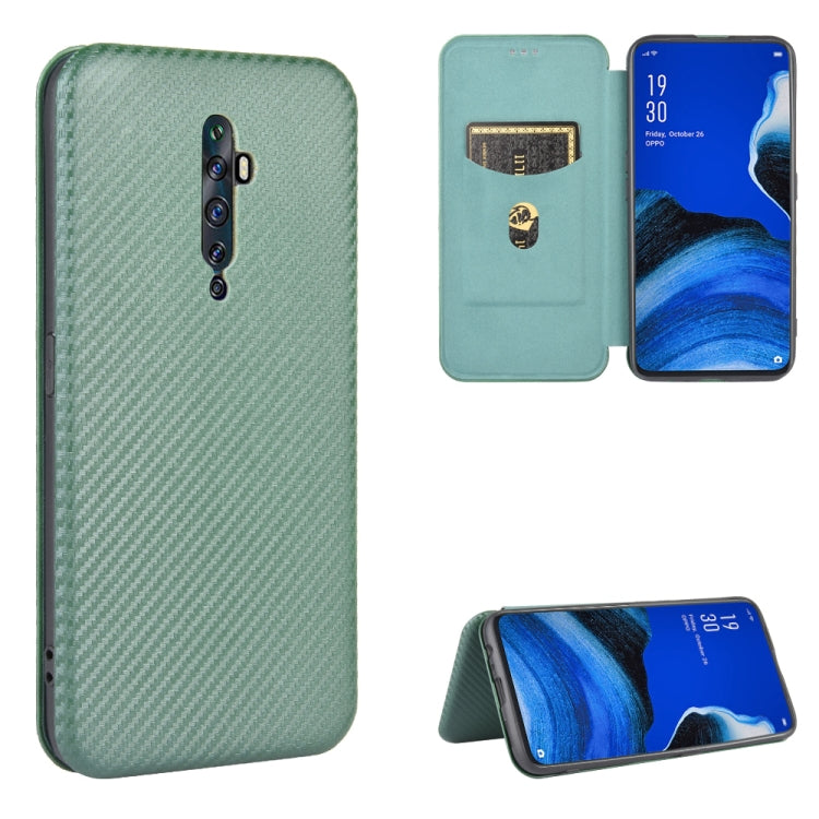 Carbon fiber texture magnetic flip phone case with card slot, sage green.