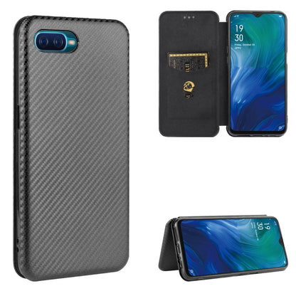 Magnetic flip phone case with card slot, carbon fiber texture, black color, with stand