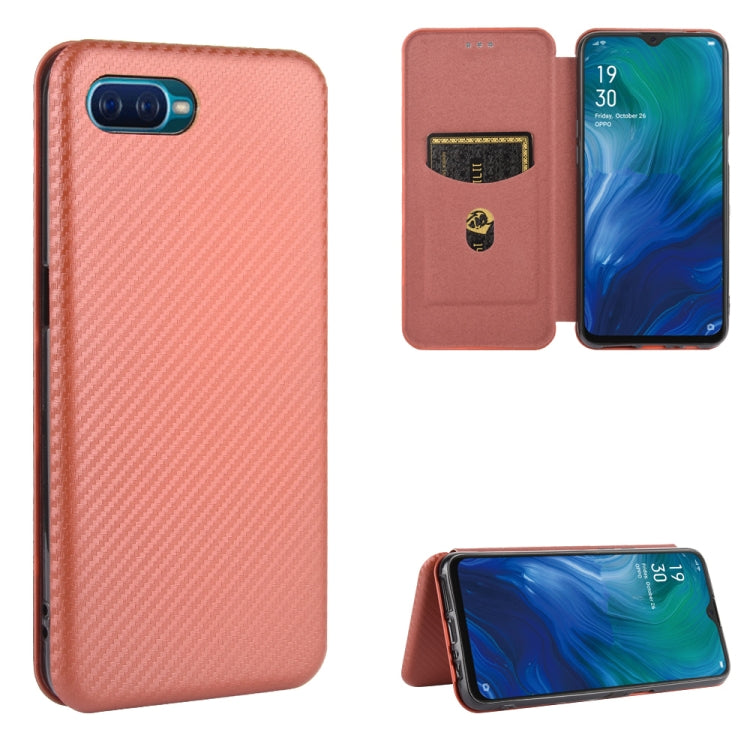 Magnetic flip phone case with card slot, carbon fiber texture, rose pink color, with stand
