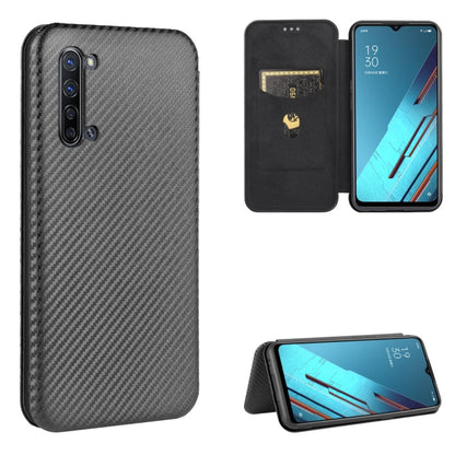 Magnetic flip phone case with card slot, carbon fiber texture, dark gray/black, with stand