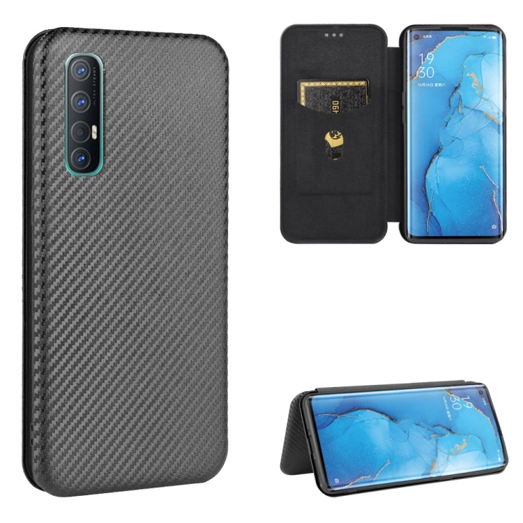 Dark gray carbon-fiber textured magnetic flip phone case with card slot; phone shown back and stand