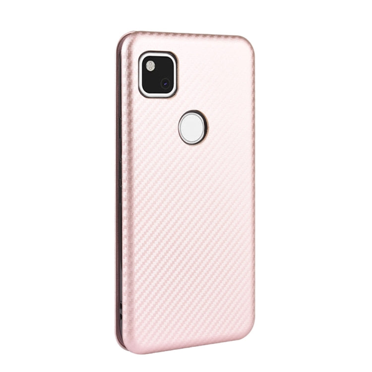 Magnetic flip phone case with carbon-fiber texture, pink back