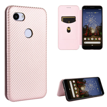 Light pink carbon fiber texture magnetic flip phone case with card slot and stand