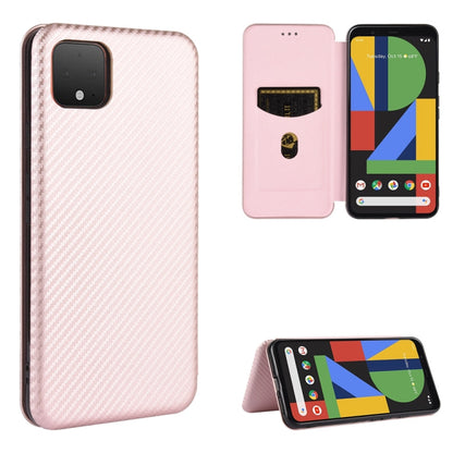 Magnetic flip phone case with carbon fiber texture, pale pink color, card slot