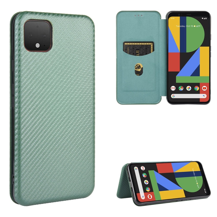 Magnetic flip phone case with carbon fiber texture, teal green color, card slot