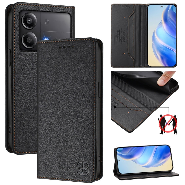 RC01 Dual-Folded Magnetic Suction RFID Leather Phone Case, For Xiaomi Poco M7 Pro 5G, For Xiaomi 15 Pro, For Xiaomi 15, For Xiaomi 14T Pro, For Xiaomi 14T, For Xiaomi Poco F6 5G, For Xiaomi Poco F6 Pro 5G, For Xiaomi Poco X6 Neo 5G                     ...