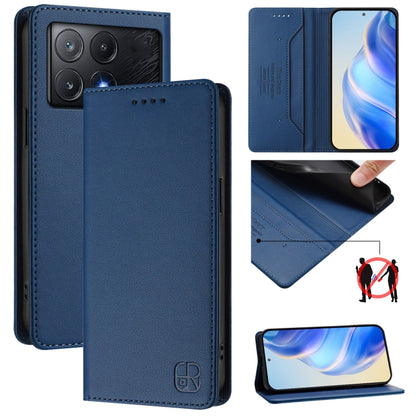 RC01 Dual-Folded Magnetic Suction RFID Leather Phone Case, For Xiaomi Poco M7 Pro 5G, For Xiaomi 15 Pro, For Xiaomi 15, For Xiaomi 14T Pro, For Xiaomi 14T, For Xiaomi Poco F6 5G, For Xiaomi Poco F6 Pro 5G, For Xiaomi Poco X6 Neo 5G                     ...