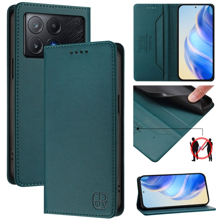 RC01 Dual-Folded Magnetic Suction RFID Leather Phone Case, For Xiaomi Poco M7 Pro 5G, For Xiaomi 15 Pro, For Xiaomi 15, For Xiaomi 14T Pro, For Xiaomi 14T, For Xiaomi Poco F6 5G, For Xiaomi Poco F6 Pro 5G, For Xiaomi Poco X6 Neo 5G                     ...