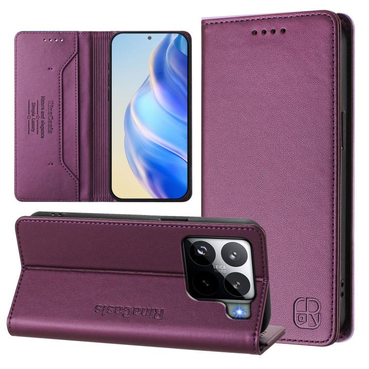RC01 Dual-Folded Magnetic Suction RFID Leather Phone Case, For Xiaomi 17 Max 5G, For Xiaomi 17T Pro 5G, For Xiaomi Poco M7 4G 169mm, For Xiaomi 15T Pro, For Xiaomi 15T, For Xiaomi Civi 5 Pro Curved, For Xiaomi 15S Pro, For Xiaomi Poco M7 5G / C75 4G   ...