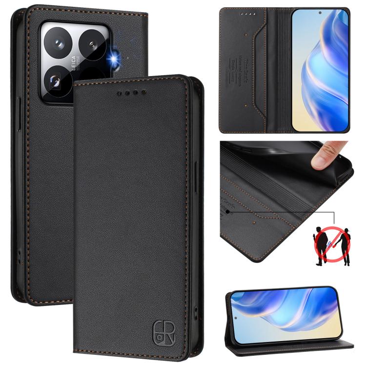 RC01 Dual-Folded Magnetic Suction RFID Leather Phone Case, For Xiaomi 17 Max 5G, For Xiaomi 17T Pro 5G, For Xiaomi Poco M7 4G 169mm, For Xiaomi 15T Pro, For Xiaomi 15T, For Xiaomi Civi 5 Pro Curved, For Xiaomi 15S Pro, For Xiaomi Poco M7 5G / C75 4G   ...