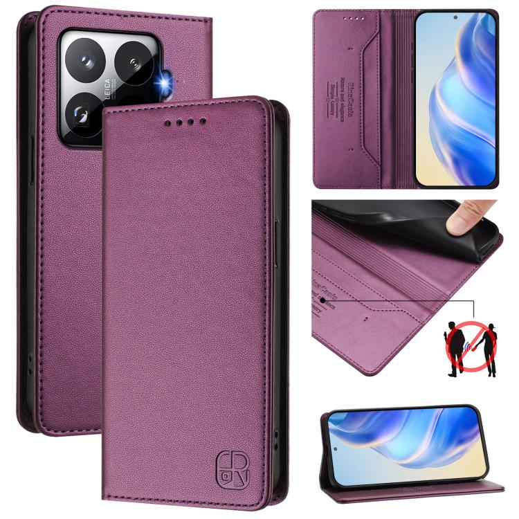 RC01 Dual-Folded Magnetic Suction RFID Leather Phone Case, For Xiaomi 17 Max 5G, For Xiaomi 17T Pro 5G, For Xiaomi Poco M7 4G 169mm, For Xiaomi 15T Pro, For Xiaomi 15T, For Xiaomi Civi 5 Pro Curved, For Xiaomi 15S Pro, For Xiaomi Poco M7 5G / C75 4G   ...
