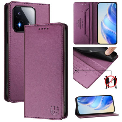 RC01 Dual-Folded Magnetic Suction RFID Leather Phone Case, For Xiaomi 17 Max 5G, For Xiaomi 17T Pro 5G, For Xiaomi Poco M7 4G 169mm, For Xiaomi 15T Pro, For Xiaomi 15T, For Xiaomi Civi 5 Pro Curved, For Xiaomi 15S Pro, For Xiaomi Poco M7 5G / C75 4G   ...