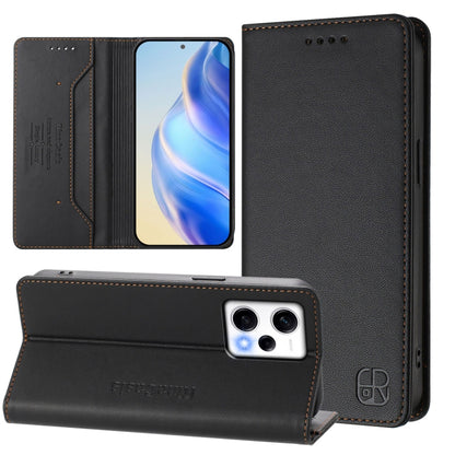 RC01 Dual-Folded Magnetic Suction RFID Leather Phone Case, For Redmi 13C 5G / 4G Global, For Redmi Note 13 5G Global, For Redmi Note 13 Pro+ 5G Global, For Redmi K60 Ultra / Xiaomi 13T / 13T Pro, For Redmi 12 5G / 4G Global / Note 12R                  ...