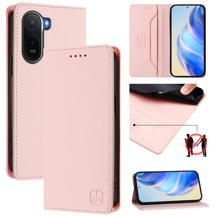 RC01 Dual-Folded Magnetic Suction RFID Leather Phone Case, For Redmi A7 / A5 171mm / Poco C71 4G, For Redmi K90 Max 5G, For Redmi A7 Pro 171mm / Poco C81 / C85x 5G, For Redmi 15a 5G Global, For Redmi Turbo 5 Max / Poco X8 Pro Max                       ...