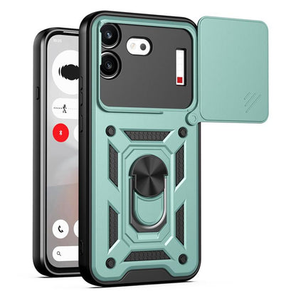 Mint green rugged phone case with sliding camera cover and raised camera protection
