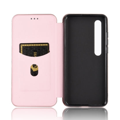 Pink flip case with card slot and black back cover, magnetic closure detail