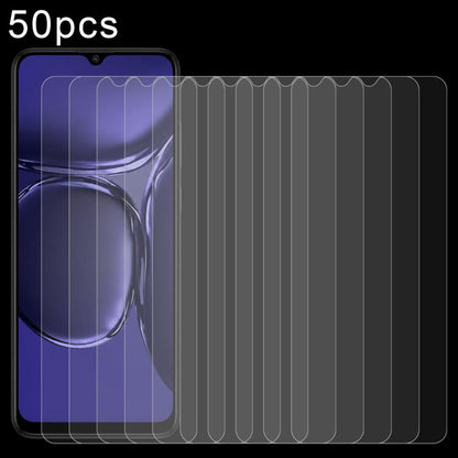 50pcs 2.5D tempered glass screen protectors, clear stacked films with curved edges