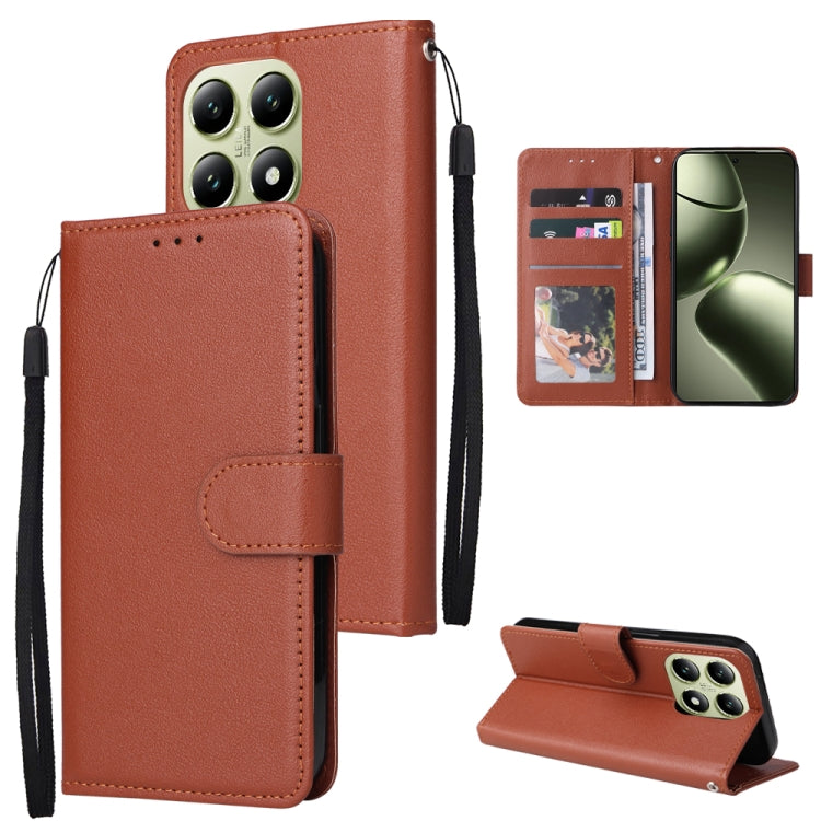 3-Card Slots Multifunctional Leather Phone Case, For Xiaomi 17T Pro 5G, For Xiaomi 17T 5G, For Xiaomi 15T Pro, For Xiaomi 15T, For Xiaomi Poco C75 4G, For Xiaomi 14T Pro