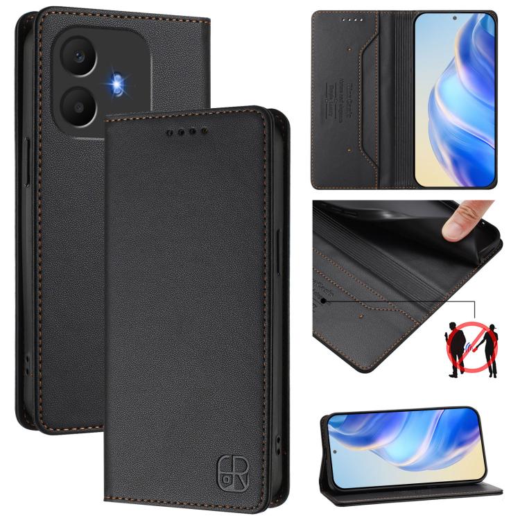 RC01 Dual-Folded Magnetic Suction RFID Leather Phone Case, For TCL K70 Power 4G / K70 4G, For TCL NxtPaper 70 Pro 5G, For TCL K33 5G / K32 5G, For TCL 60 NxtPaper, For TCL 605 / 60 SE, For TCL 50 5G / XE Nxtpaper 5G / XE 5G, For TCL 50 Pro NxtPaper    ...