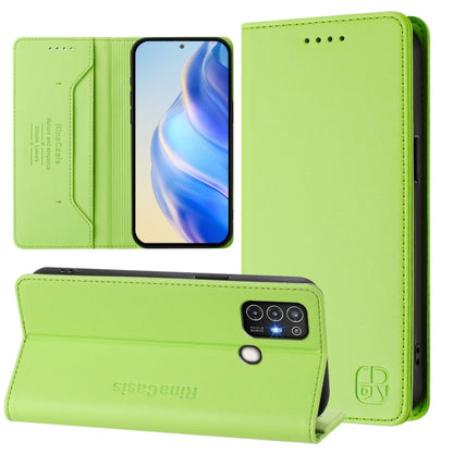RC01 Dual-Folded Magnetic Suction RFID Leather Phone Case, For ZTE Blade V40s, For ZTE Blade A52