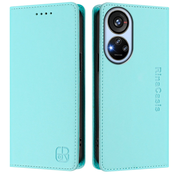 RC01 Dual-Folded Magnetic Suction RFID Leather Phone Case, For ZTE Blade V40s, For ZTE Blade A52