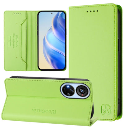 RC01 Dual-Folded Magnetic Suction RFID Leather Phone Case, For ZTE Blade V40s, For ZTE Blade A52