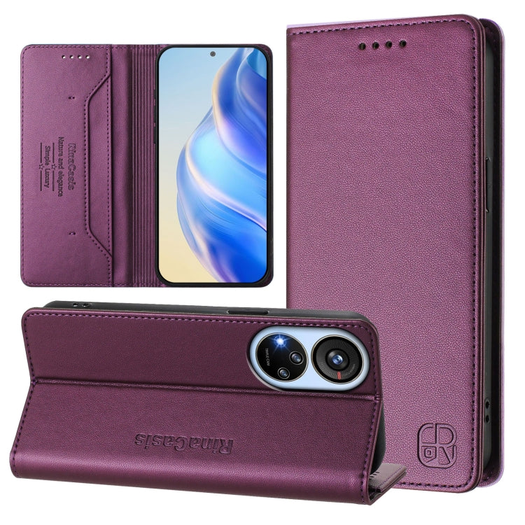 RC01 Dual-Folded Magnetic Suction RFID Leather Phone Case, For ZTE Blade V40s, For ZTE Blade A52