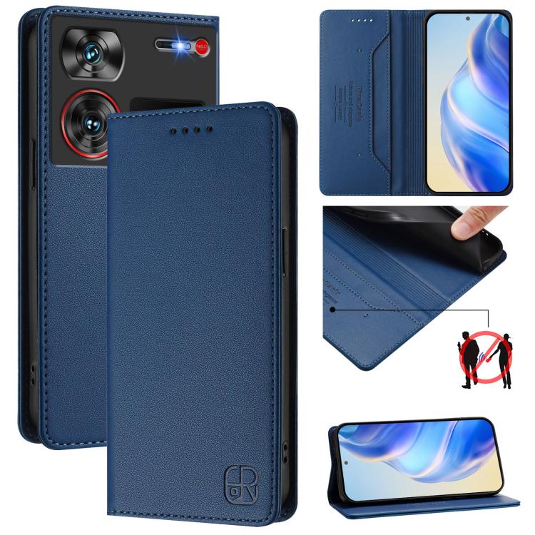 RC01 Dual-Folded Magnetic Suction RFID Leather Phone Case, For ZTE Blade V60 Vita / V60 Design, For ZTE Blade A75 5G / Nubia Focus 5G, For ZTE Blade A75 4G, For ZTE Blade A35 / A55, For ZTE Blade V60 4G / Axon 60 4G, For ZTE Nubia Z60 Ultra            ...