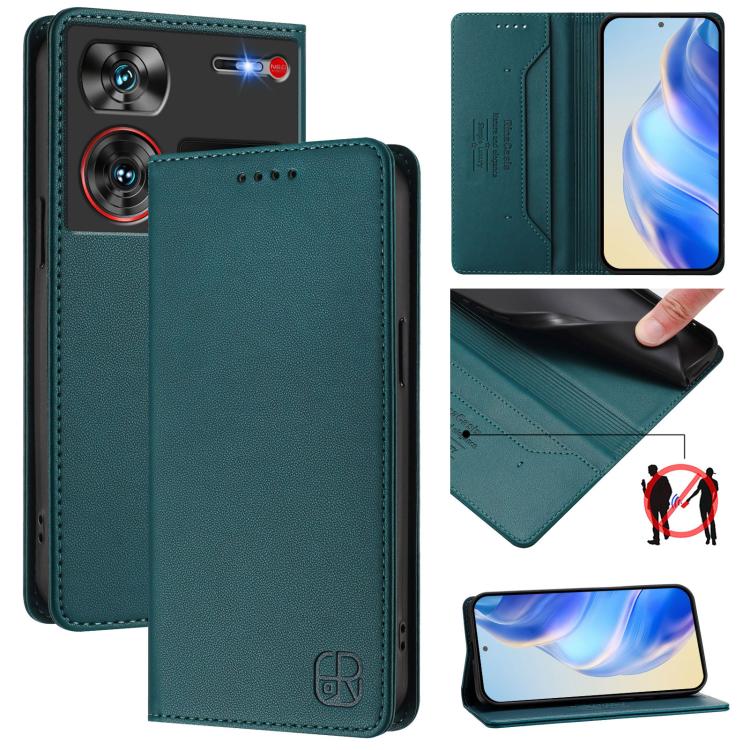RC01 Dual-Folded Magnetic Suction RFID Leather Phone Case, For ZTE Blade V60 Vita / V60 Design, For ZTE Blade A75 5G / Nubia Focus 5G, For ZTE Blade A75 4G, For ZTE Blade A35 / A55, For ZTE Blade V60 4G / Axon 60 4G, For ZTE Nubia Z60 Ultra            ...