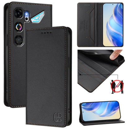 RC01 Dual-Folded Magnetic Suction RFID Leather Phone Case, For ZTE nubia Neo 5 5G, For ZTE nubia Neo 5 GT 5G, For ZTE Nubia P7 Pro / Optus X Value 5G, For ZTE Nubia P9 Pro / Optus X Pro 2 5G, For ZTE nubia RedMagic 11 Air                               ...
