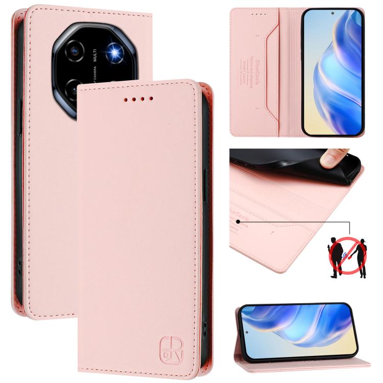 RC01 Dual-Folded Magnetic Suction RFID Leather Phone Case, For Blackview WAVE 7C, For Blackview WAVE 10, For Blackview Shark 6, For Blackview Oscal Tiger 13, For Blackview Shark 9, For Blackview Wave 8C, For Blackview Oscal Flat 2 / 2C                 ...