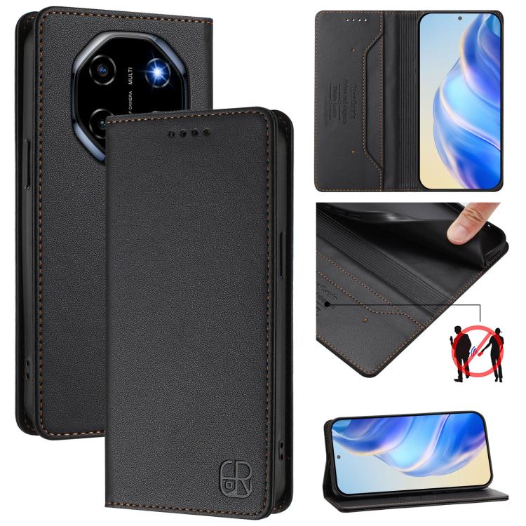RC01 Dual-Folded Magnetic Suction RFID Leather Phone Case, For Blackview WAVE 7C, For Blackview WAVE 10, For Blackview Shark 6, For Blackview Oscal Tiger 13, For Blackview Shark 9, For Blackview Wave 8C, For Blackview Oscal Flat 2 / 2C                 ...