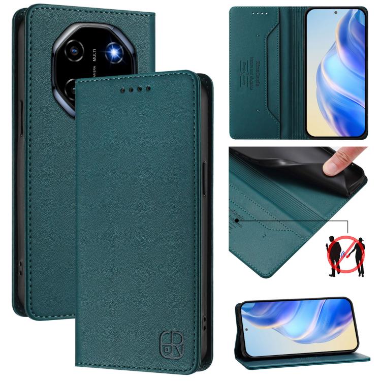 RC01 Dual-Folded Magnetic Suction RFID Leather Phone Case, For Blackview WAVE 7C, For Blackview WAVE 10, For Blackview Shark 6, For Blackview Oscal Tiger 13, For Blackview Shark 9, For Blackview Wave 8C, For Blackview Oscal Flat 2 / 2C                 ...