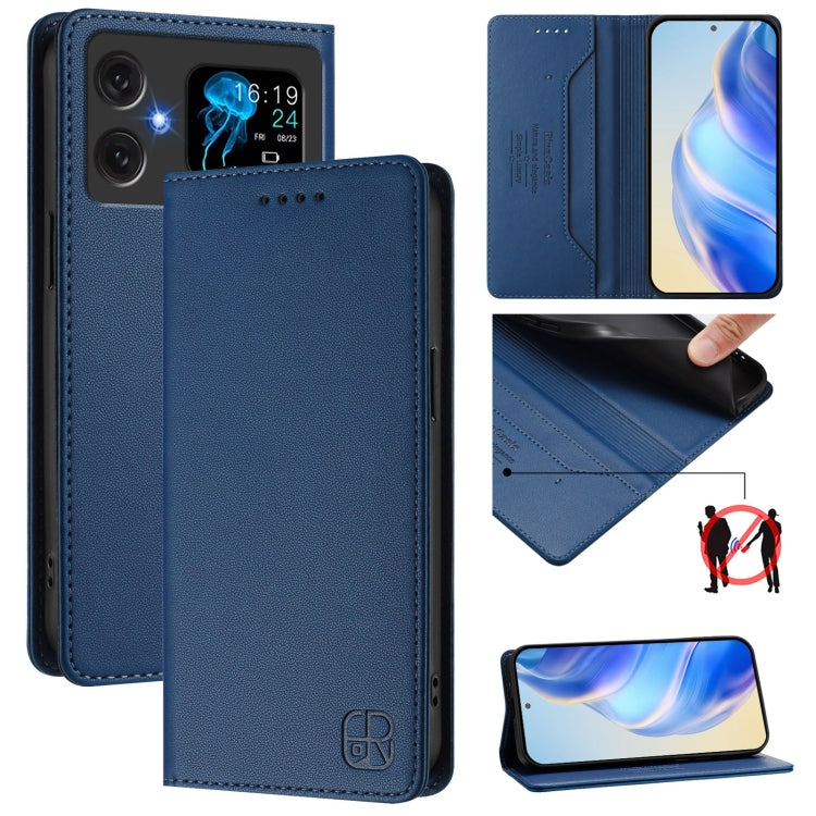 RC01 Dual-Folded Magnetic Suction RFID Leather Phone Case, For Cubot A40, For Cubot P90, For Cubot A30, For Cubot A20, For Cubot Max 5, For Cubot A10, For Cubot Note 40, For Cubot P50