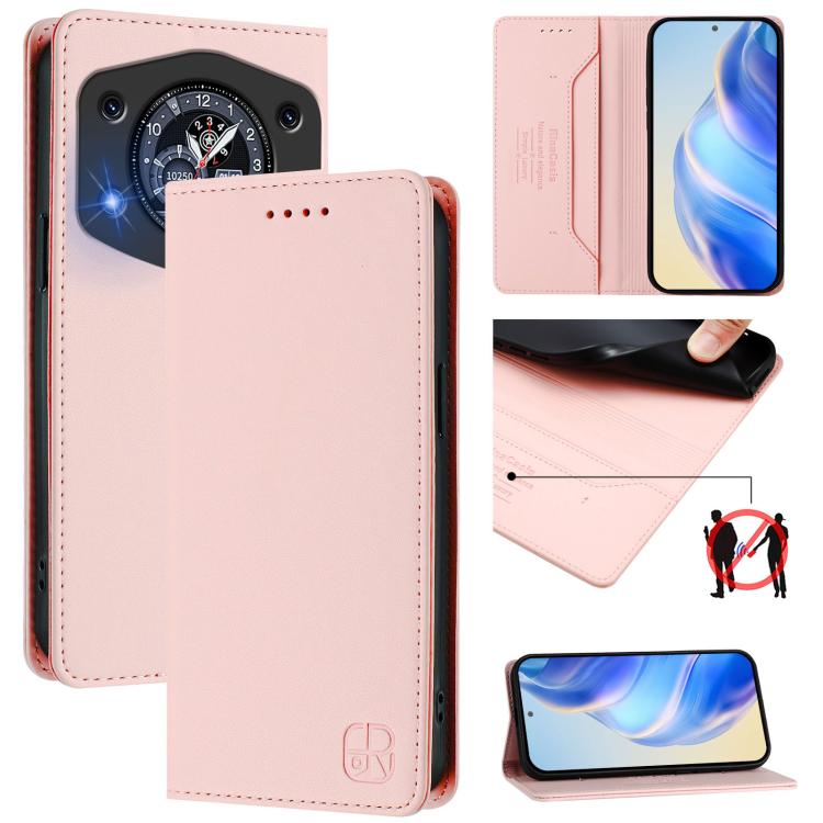 RC01 Dual-Folded Magnetic Suction RFID Leather Phone Case, For Cubot A40, For Cubot P90, For Cubot A30, For Cubot A20, For Cubot Max 5, For Cubot A10, For Cubot Note 40, For Cubot P50