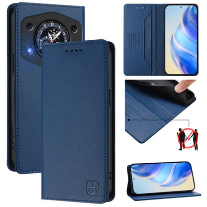 RC01 Dual-Folded Magnetic Suction RFID Leather Phone Case, For Cubot A40, For Cubot P90, For Cubot A30, For Cubot A20, For Cubot Max 5, For Cubot A10, For Cubot Note 40, For Cubot P50