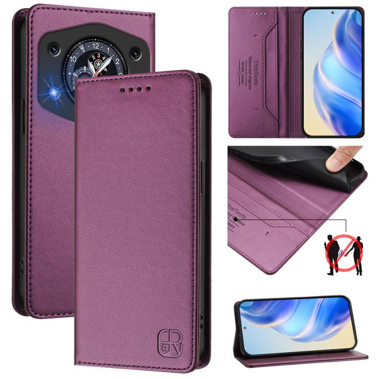 RC01 Dual-Folded Magnetic Suction RFID Leather Phone Case, For Cubot A40, For Cubot P90, For Cubot A30, For Cubot A20, For Cubot Max 5, For Cubot A10, For Cubot Note 40, For Cubot P50