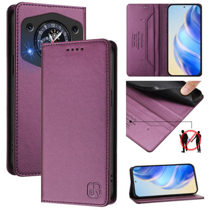 RC01 Dual-Folded Magnetic Suction RFID Leather Phone Case, For Cubot A40, For Cubot P90, For Cubot A30, For Cubot A20, For Cubot Max 5, For Cubot A10, For Cubot Note 40, For Cubot P50