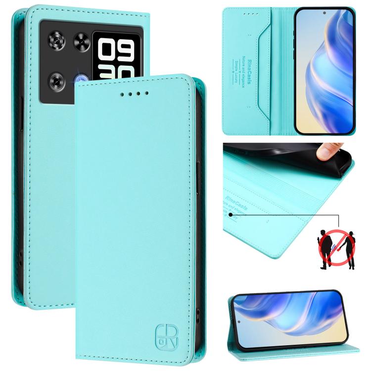 RC01 Dual-Folded Magnetic Suction RFID Leather Phone Case, For Cubot A40, For Cubot P90, For Cubot A30, For Cubot A20, For Cubot Max 5, For Cubot A10, For Cubot Note 40, For Cubot P50