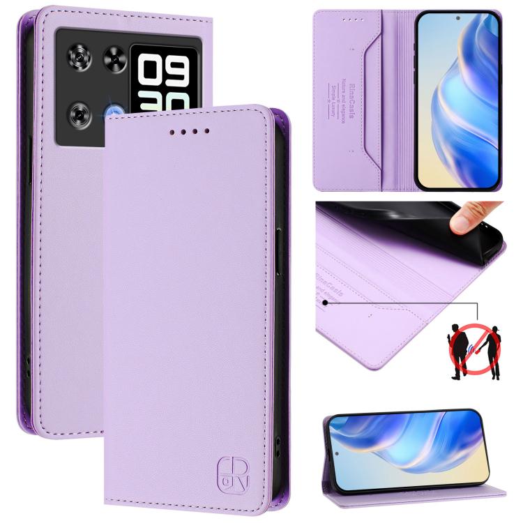 RC01 Dual-Folded Magnetic Suction RFID Leather Phone Case, For Cubot A40, For Cubot P90, For Cubot A30, For Cubot A20, For Cubot Max 5, For Cubot A10, For Cubot Note 40, For Cubot P50