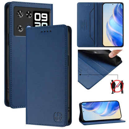 RC01 Dual-Folded Magnetic Suction RFID Leather Phone Case, For Cubot A40, For Cubot P90, For Cubot A30, For Cubot A20, For Cubot Max 5, For Cubot A10, For Cubot Note 40, For Cubot P50