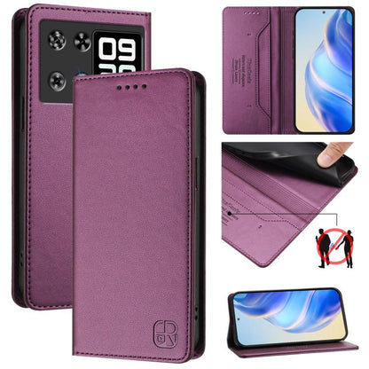 RC01 Dual-Folded Magnetic Suction RFID Leather Phone Case, For Cubot A40, For Cubot P90, For Cubot A30, For Cubot A20, For Cubot Max 5, For Cubot A10, For Cubot Note 40, For Cubot P50