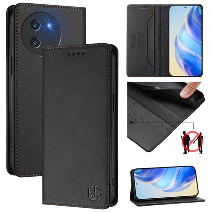 RC01 Dual-Folded Magnetic Suction RFID Leather Phone Case, For Doogee Note 56 / Note 56 Pro, For Doogee N60 Pro, For Doogee Note 59 / Note 59 Pro, For Doofee N55 Plus