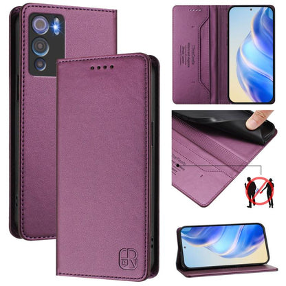 RC01 Dual-Folded Magnetic Suction RFID Leather Phone Case, For Doogee Note 56 / Note 56 Pro, For Doogee N60 Pro, For Doogee Note 59 / Note 59 Pro, For Doofee N55 Plus