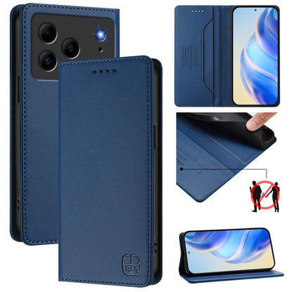 RC01 Dual-Folded Magnetic Suction RFID Leather Phone Case, For Doogee Note 56 / Note 56 Pro, For Doogee N60 Pro, For Doogee Note 59 / Note 59 Pro, For Doofee N55 Plus