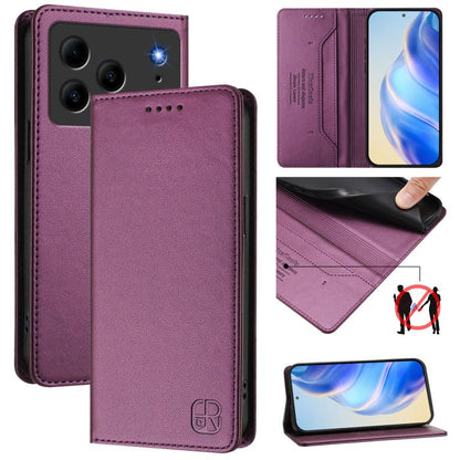 RC01 Dual-Folded Magnetic Suction RFID Leather Phone Case, For Doogee Note 56 / Note 56 Pro, For Doogee N60 Pro, For Doogee Note 59 / Note 59 Pro, For Doofee N55 Plus