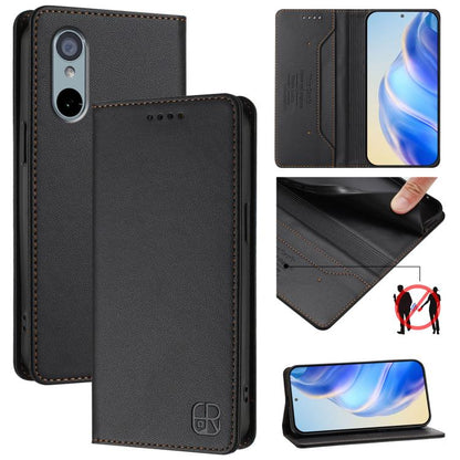 RC01 Dual-Folded Magnetic Suction RFID Leather Phone Case, For Fujitsu Arrows We3, For Fujitsu Arrows We2 F-52E, For Fujitsu Arrows We2 Plus / F-51E