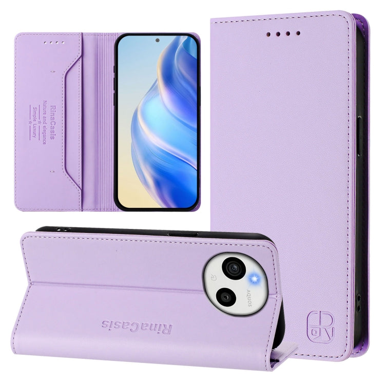 RC01 Dual-Folded Magnetic Suction RFID Leather Phone Case, For Sharp Aquos wish6, For Sharp Aquos R11, For Sharp Aquos Sense10, For Sharp Basio Active3, For Sharp Aquos Sense9 Plus, For Sharp Aquos Sense9, For Sharp Aquos R9 Pro SH-54E                 ...